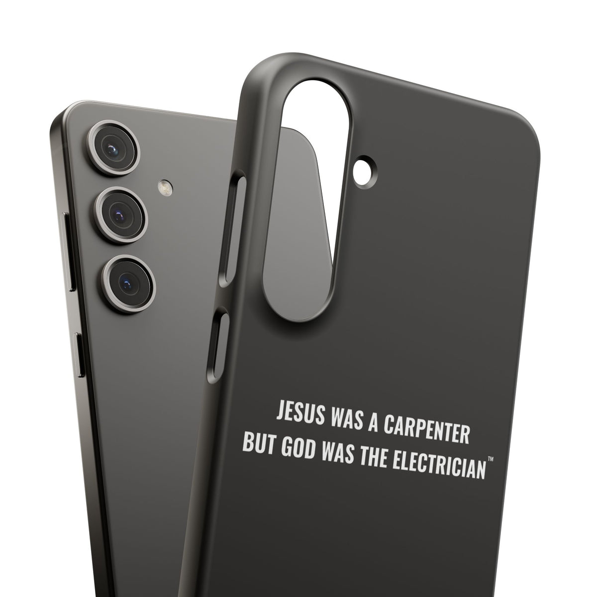 Jesus Was A Carpenter But God Was The Electrician™ Galaxy Case — Black