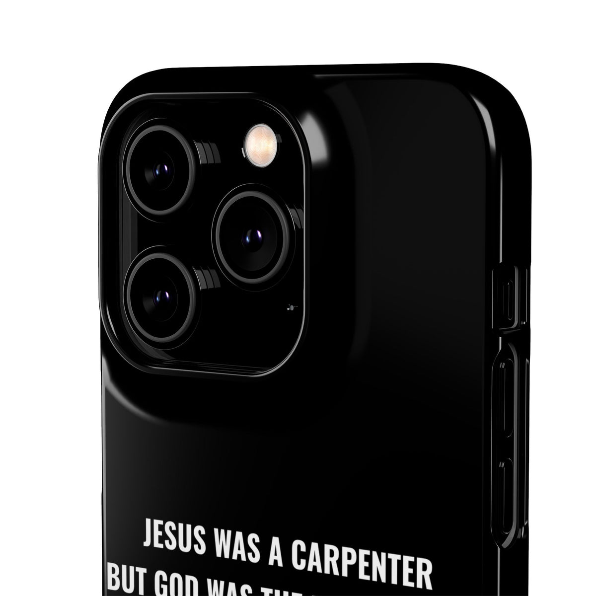 Jesus Was A Carpenter But God Was The Electrician™ iPhone Case — Black
