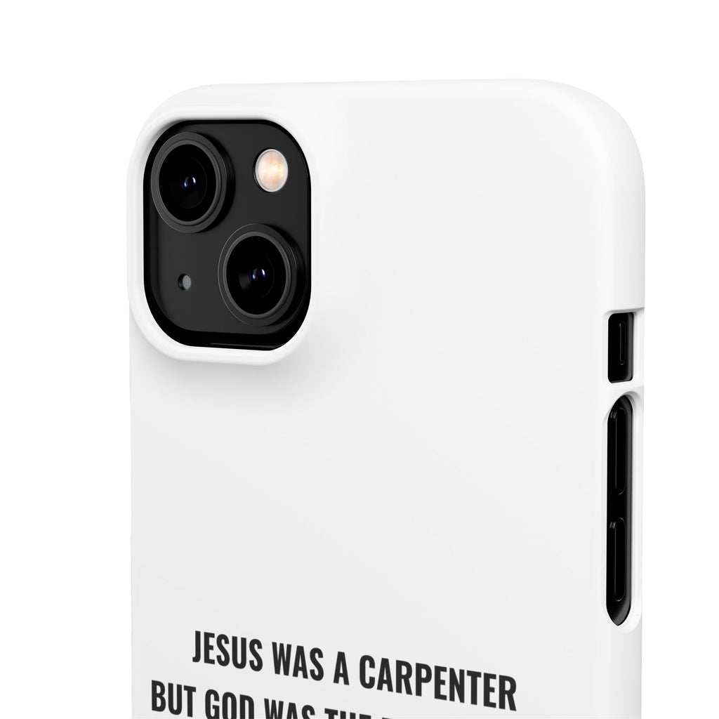 Jesus Was A Carpenter But God Was The Electrician™ iPhone Case — White