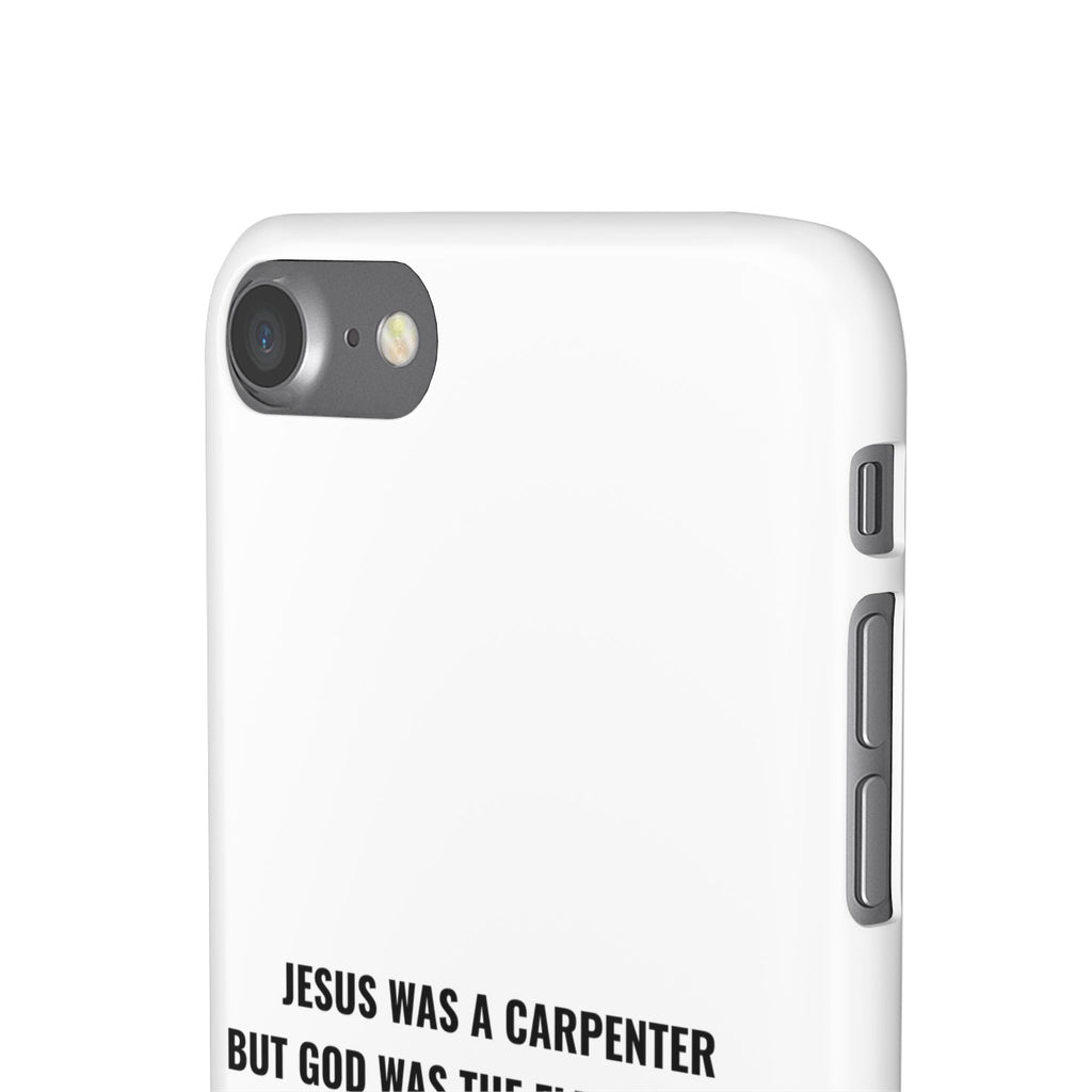 Jesus Was A Carpenter But God Was The Electrician™ iPhone Case — White