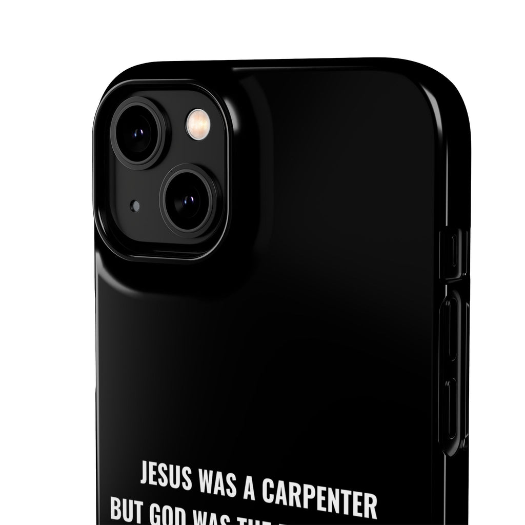 Jesus Was A Carpenter But God Was The Electrician™ iPhone Case — Black