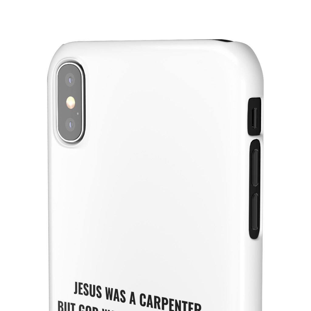 Jesus Was A Carpenter But God Was The Electrician™ iPhone Case — White