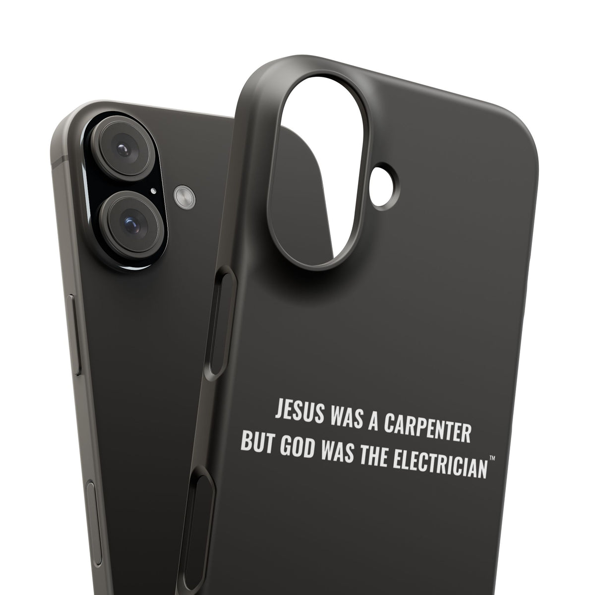 Jesus Was A Carpenter But God Was The Electrician™ iPhone Case — Black