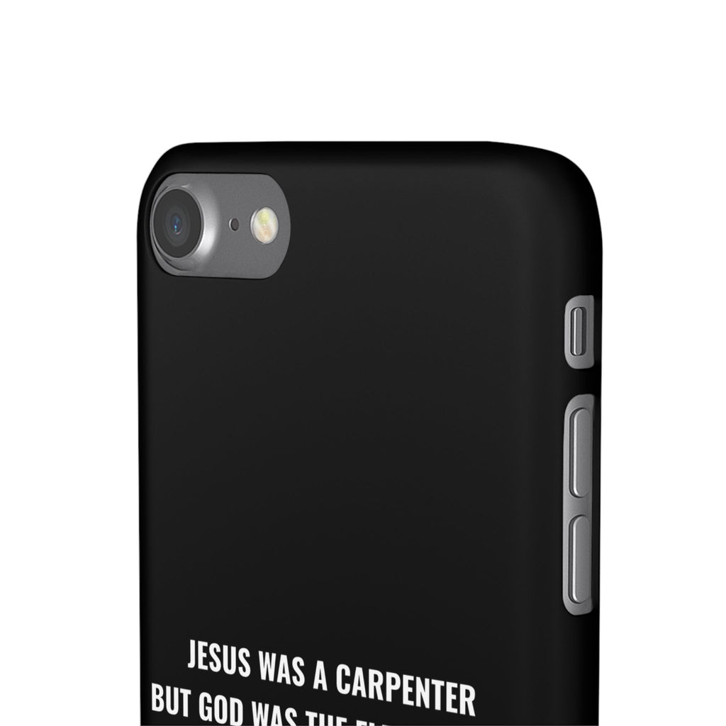 Jesus Was A Carpenter But God Was The Electrician™ iPhone Case — Black