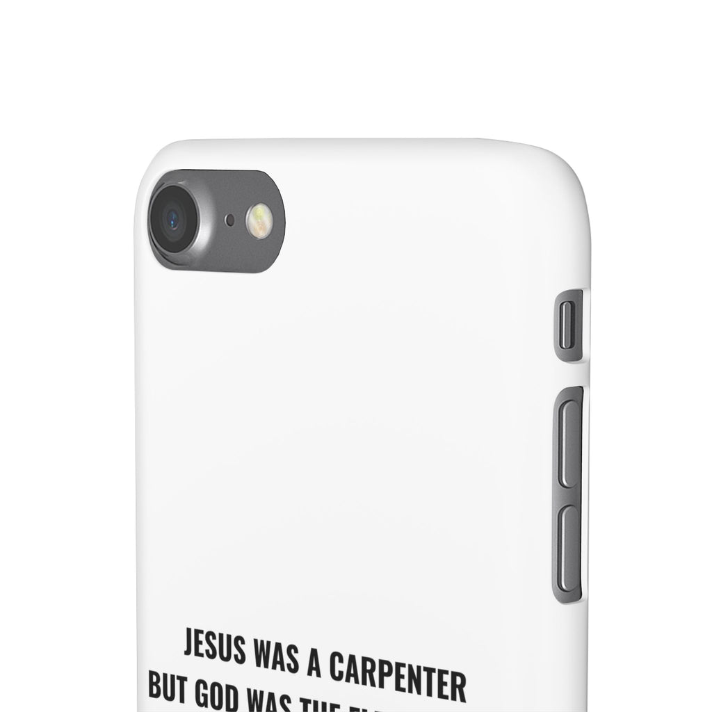 Jesus Was A Carpenter But God Was The Electrician™ iPhone Case — White