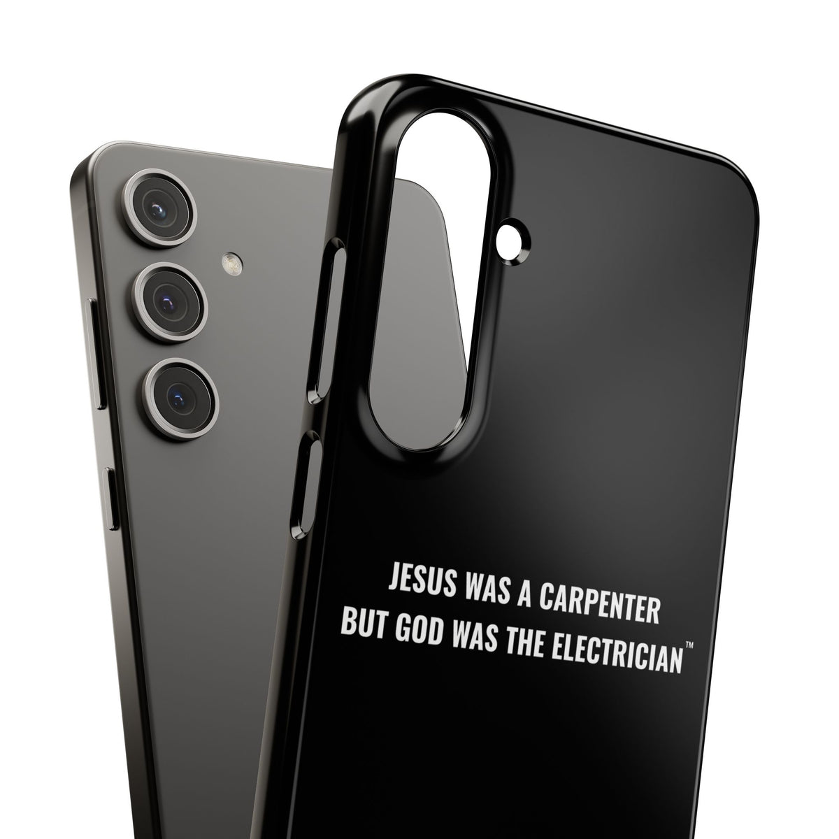 Jesus Was A Carpenter But God Was The Electrician™ Galaxy Case — Black