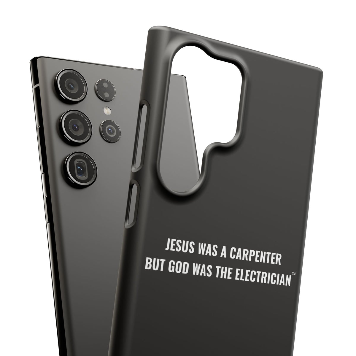 Jesus Was A Carpenter But God Was The Electrician™ Galaxy Case — Black