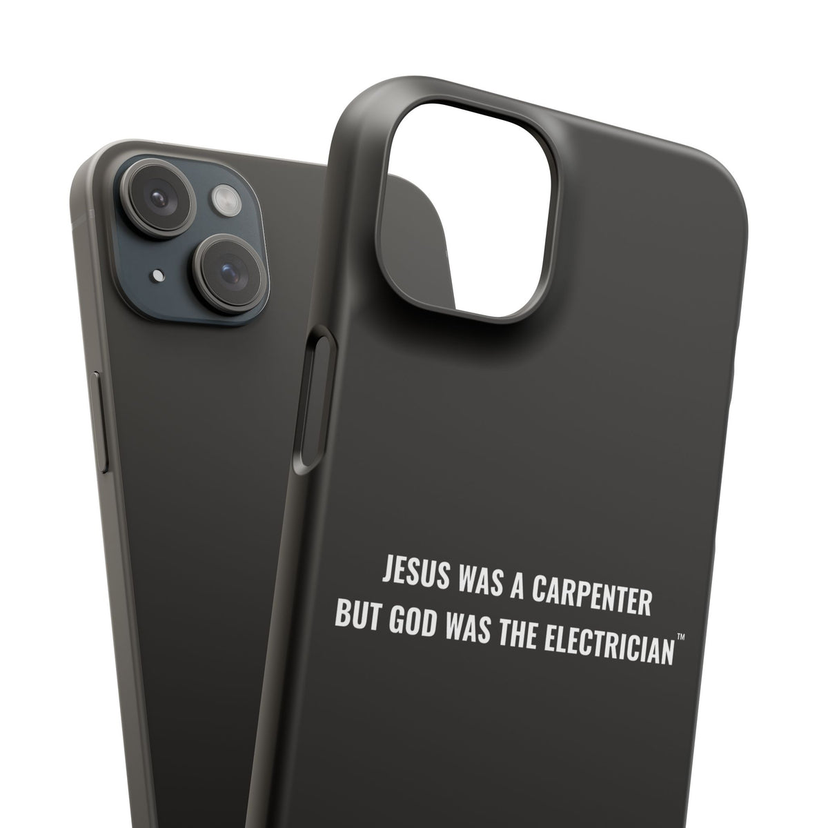 Jesus Was A Carpenter But God Was The Electrician™ iPhone Case — Black